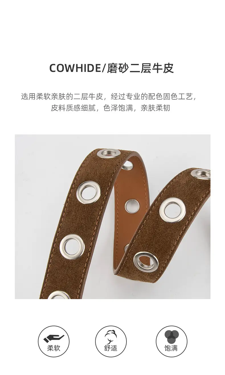 Black New Punk Style Genuine Leather Belt for Women — feature 5