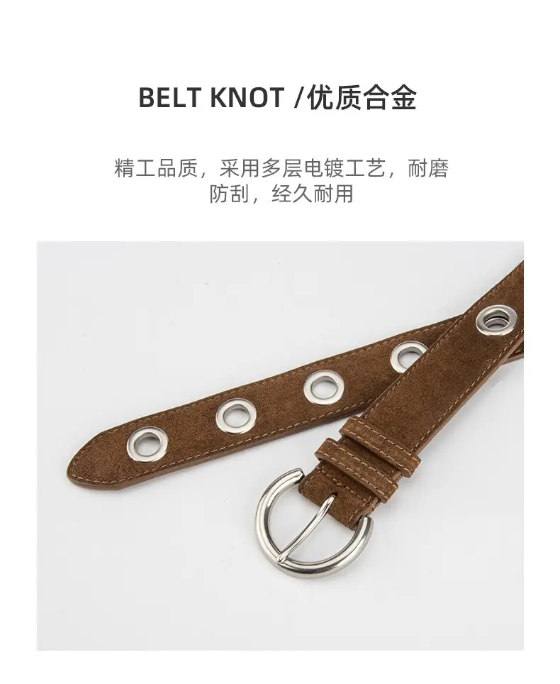 Black New Punk Style Genuine Leather Belt for Women — feature 6