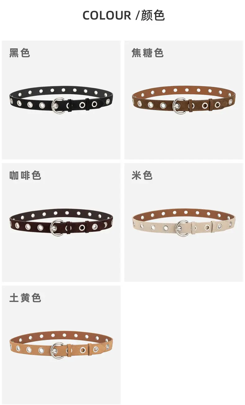 Black New Punk Style Genuine Leather Belt for Women — feature 8