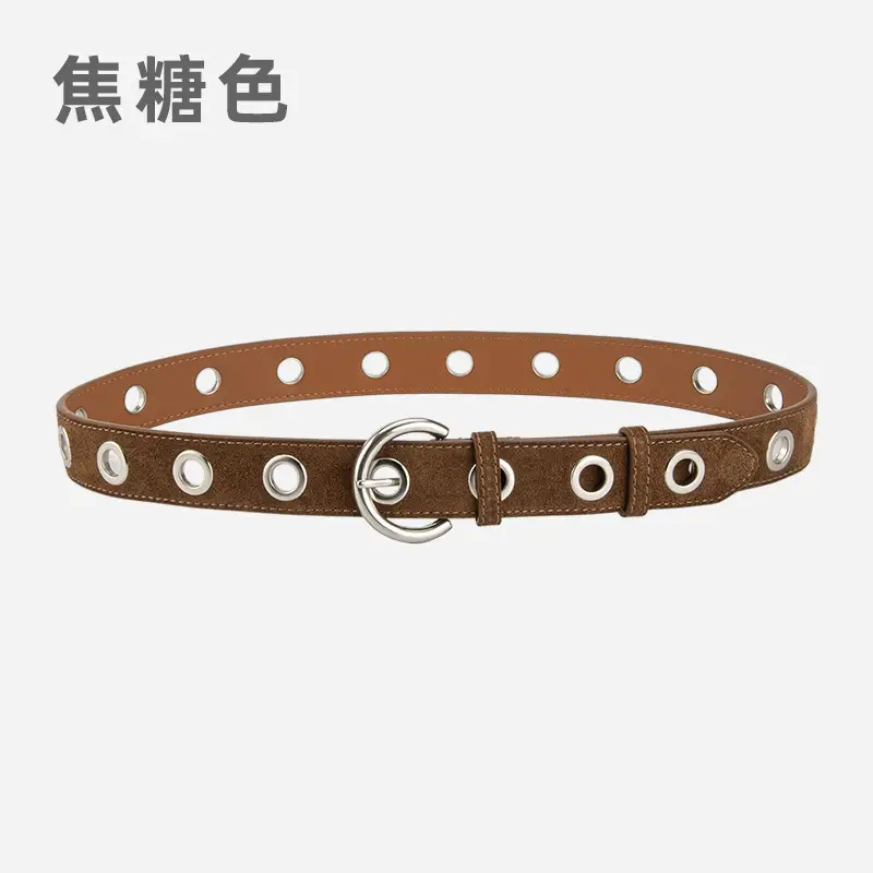 Black New Punk Style Genuine Leather Belt for Women