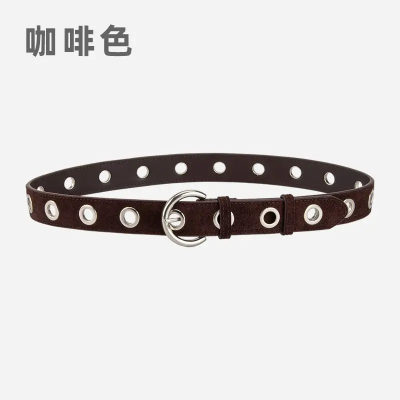 Black New Punk Style Genuine Leather Belt for Women