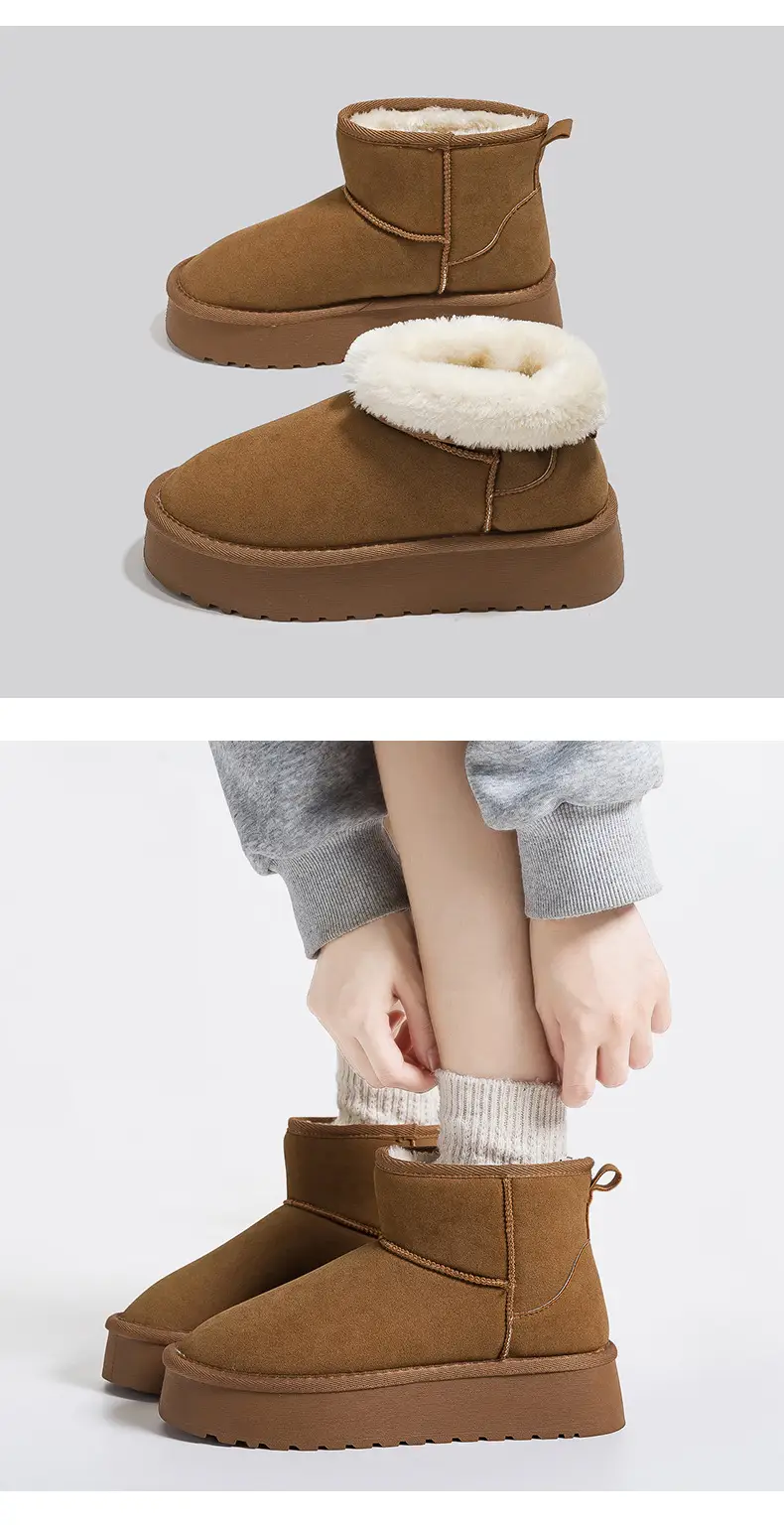 Winter New Snow Boots Women's fleece-lined Thickened Snow Cotton Shoes All-match Thick-soled Warm Shoes Short Boots G9902 — feature 11