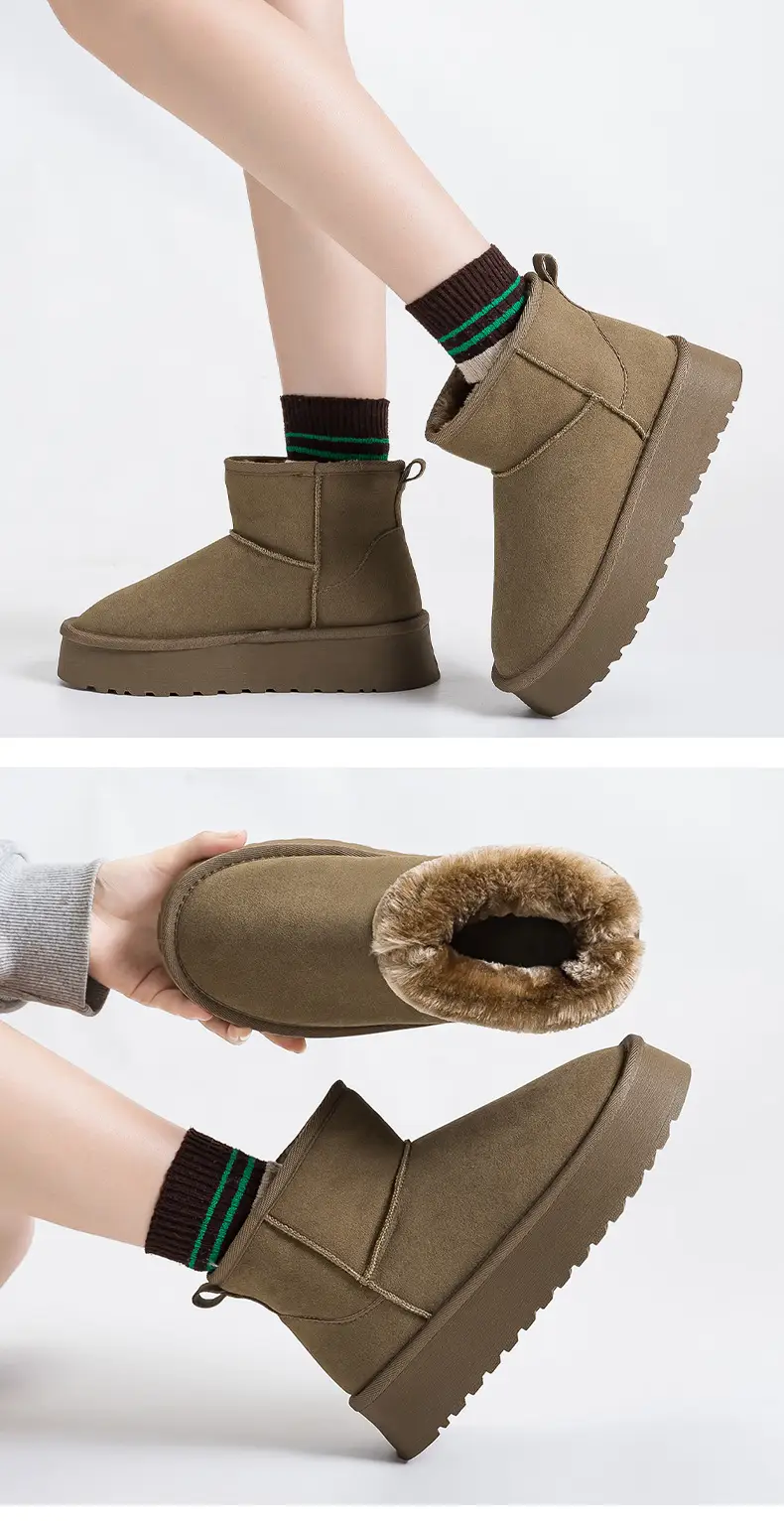Winter New Snow Boots Women's fleece-lined Thickened Snow Cotton Shoes All-match Thick-soled Warm Shoes Short Boots G9902 — feature 8