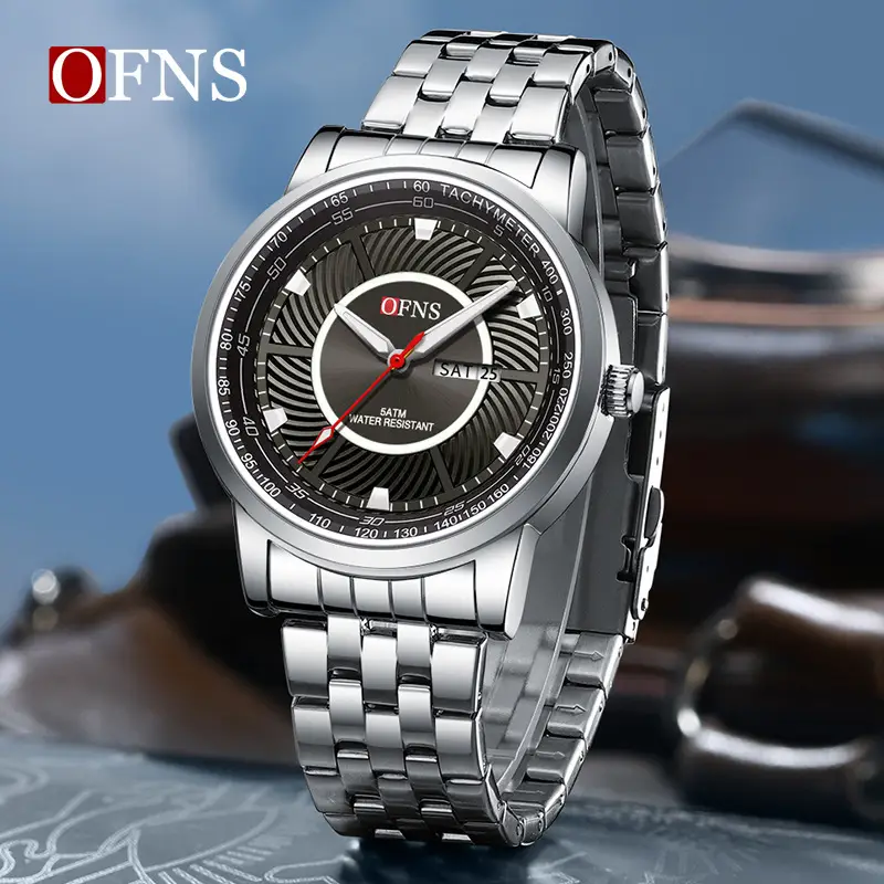 Men's Waterproof Quartz Watch with Green Dial & Black Strap - Image 7
