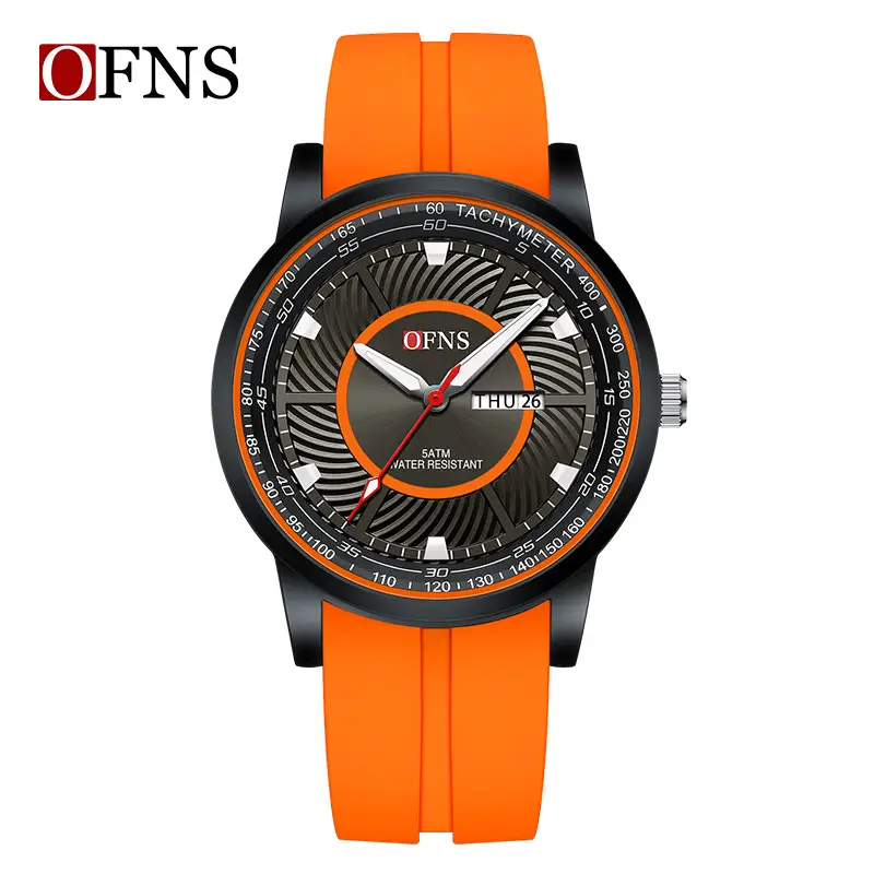 Men's Waterproof Quartz Watch with Green Dial & Black Strap - Image 6