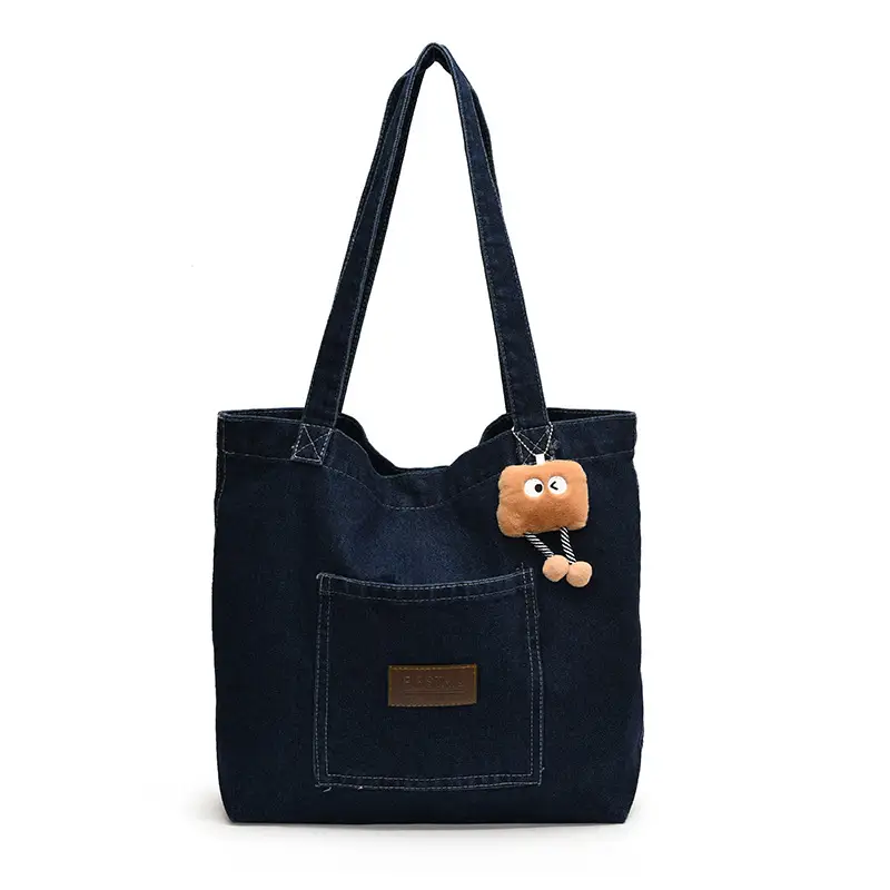 American Style Antique Denim Tote Bag Large Capacity - Image 7