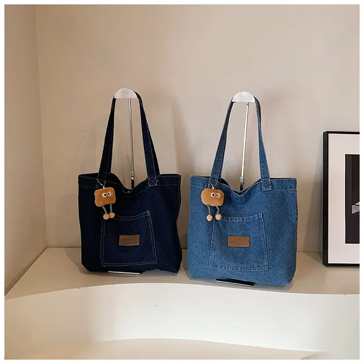 American Style Antique Denim Tote Bag Large Capacity — feature 18