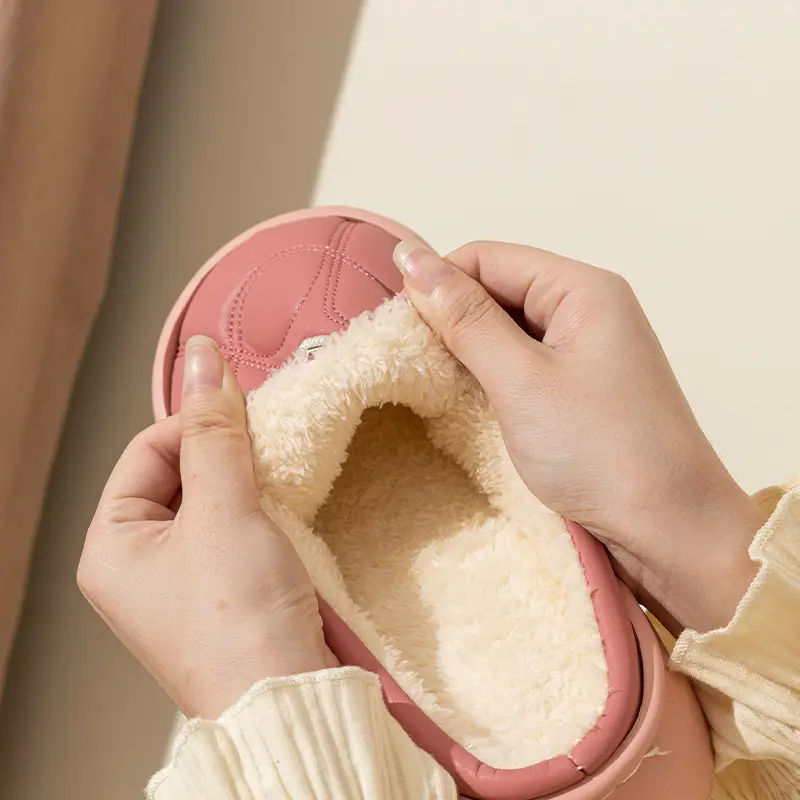 Waterproof Cotton Slippers for Women 2024 New Winter Indoor Home Thick Bottom fleece-lined Warm Outer Wear Couple Cotton Slippers for Men - Image 7