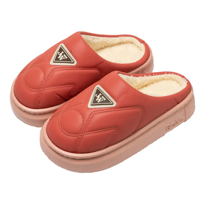 Waterproof Cotton Slippers for Women 2024 New Winter Indoor Home Thick Bottom fleece-lined Warm Outer Wear Couple Cotton Slippers for Men - Image 9