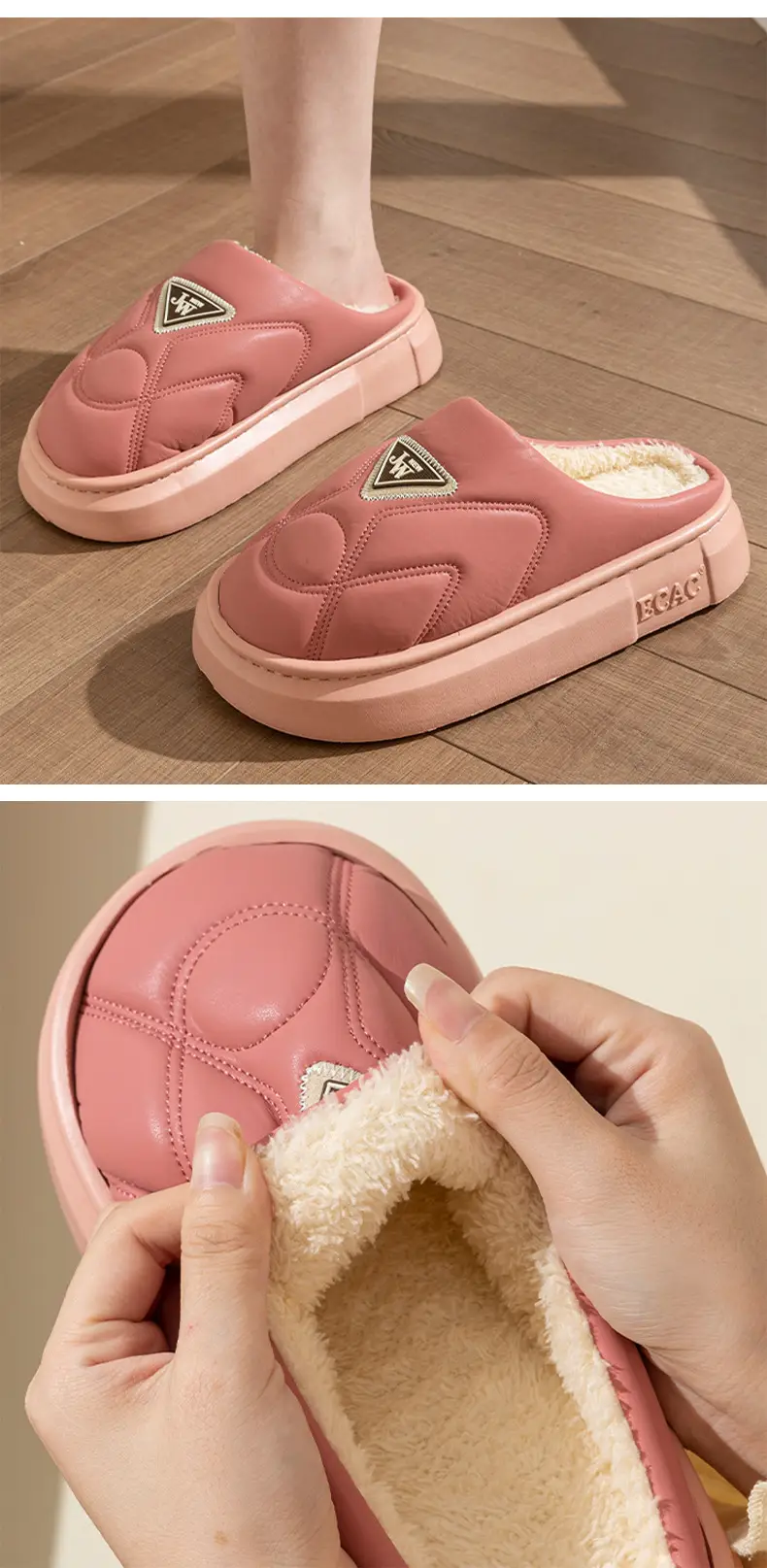 Waterproof Cotton Slippers for Women 2024 New Winter Indoor Home Thick Bottom fleece-lined Warm Outer Wear Couple Cotton Slippers for Men — feature 10