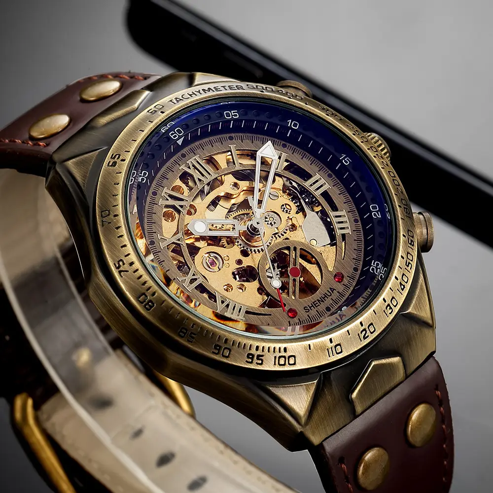 Foreign trade hot sale SHENHUA shenhua mechanical watch men's fashion hollow retro watch automatic machinery - Image 12