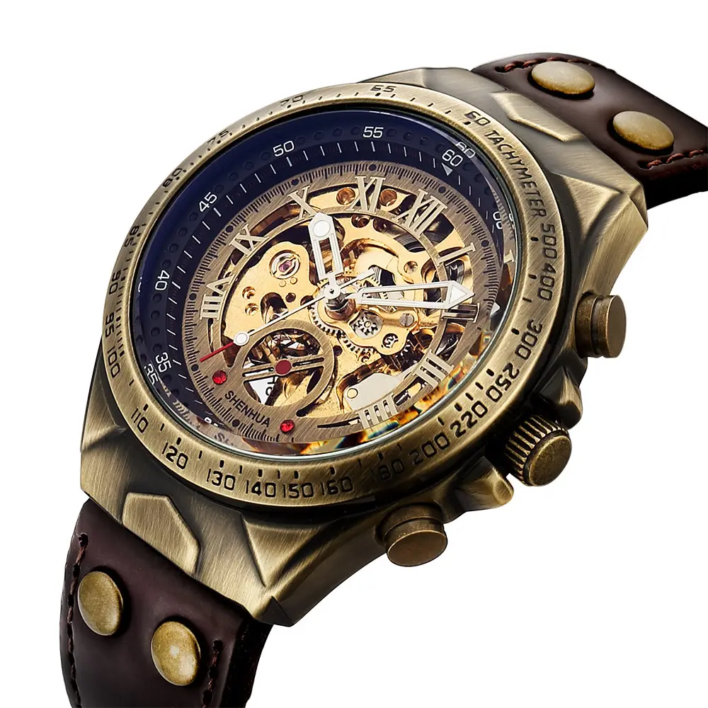 Foreign trade hot sale SHENHUA shenhua mechanical watch men's fashion hollow retro watch automatic machinery - Image 13