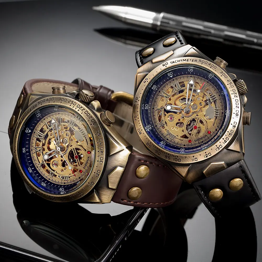 Foreign trade hot sale SHENHUA shenhua mechanical watch men's fashion hollow retro watch automatic machinery - Image 14