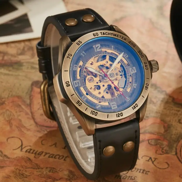 Foreign trade hot sale SHENHUA shenhua mechanical watch men's fashion hollow retro watch automatic machinery - Image 4