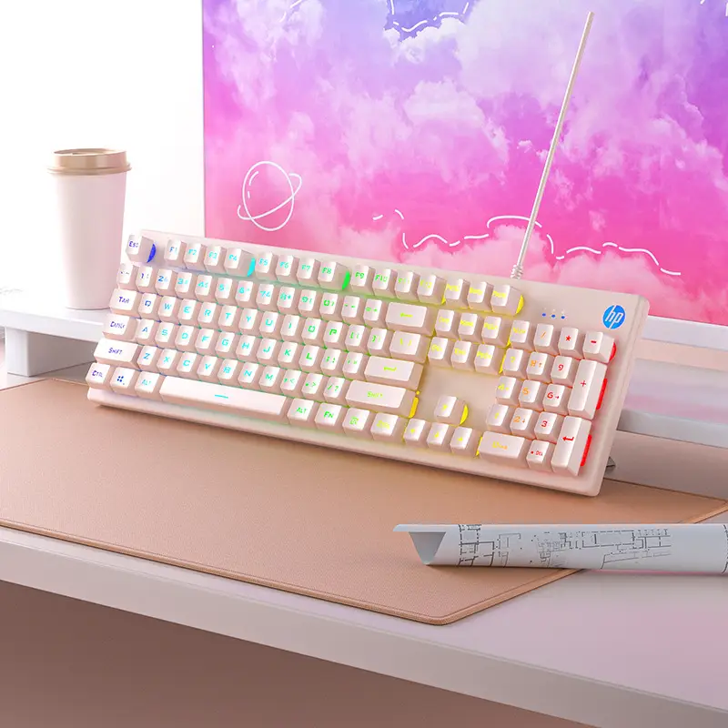 HP/HP K500y Keyboard Mixed Light Mechanical Feel Game E-sports Office Metal Panel Computer Peripherals Cross Border