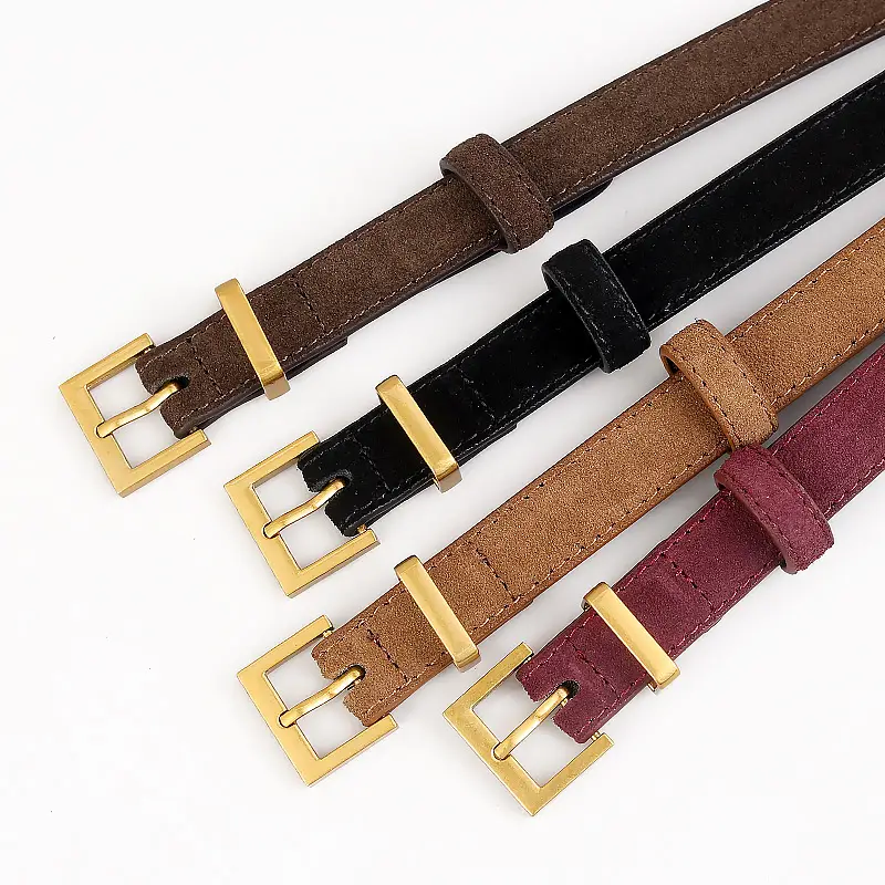 Women's Velvet Belt with Gold Buckle - Image 5