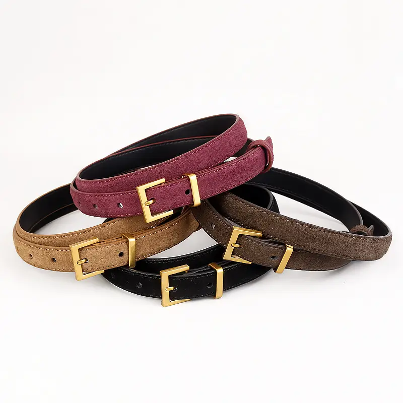 Women's Velvet Belt with Gold Buckle - Image 6