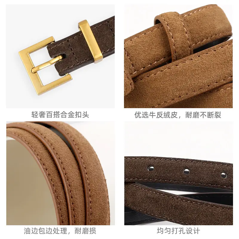 Women's Velvet Belt with Gold Buckle - Image 7