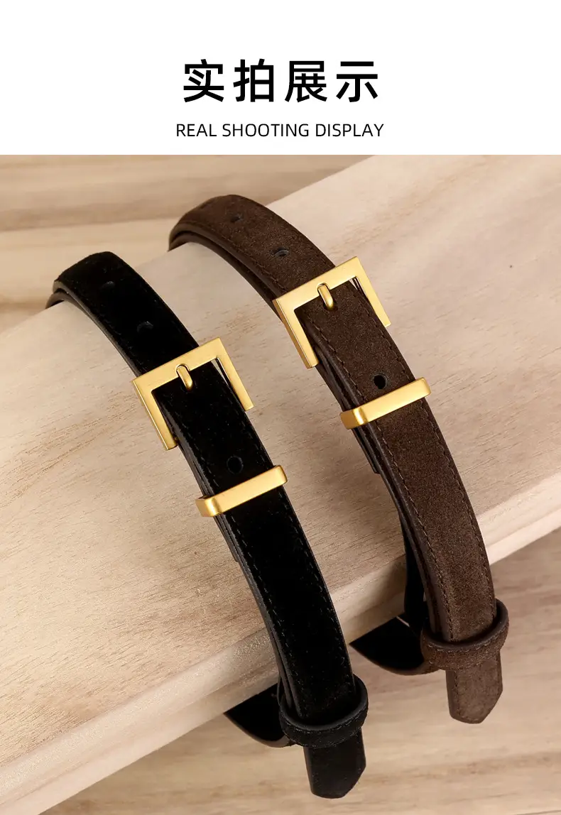 Women's Velvet Belt with Gold Buckle — feature 14