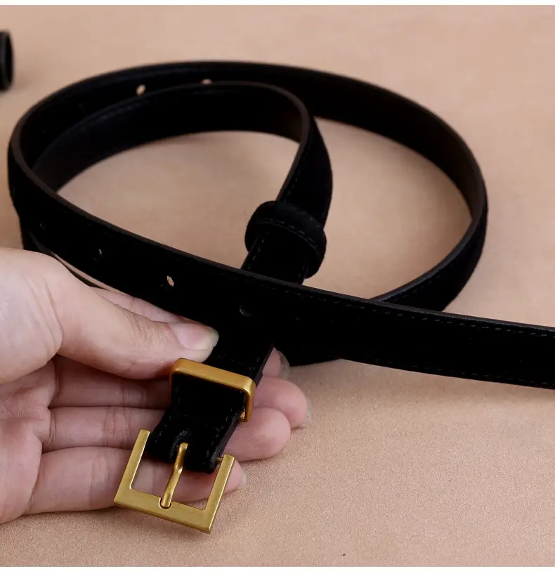 Women's Velvet Belt with Gold Buckle — feature 20