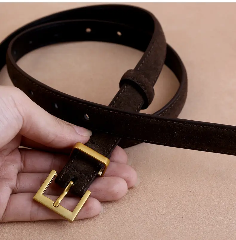 Women's Velvet Belt with Gold Buckle — feature 23
