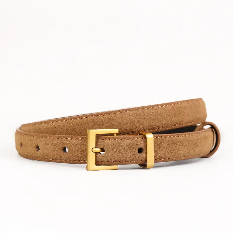 Women's Velvet Belt with Gold Buckle - Image 2