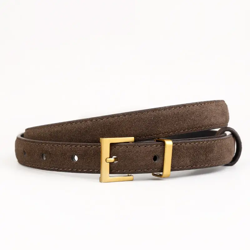 Women's Velvet Belt with Gold Buckle - Image 3
