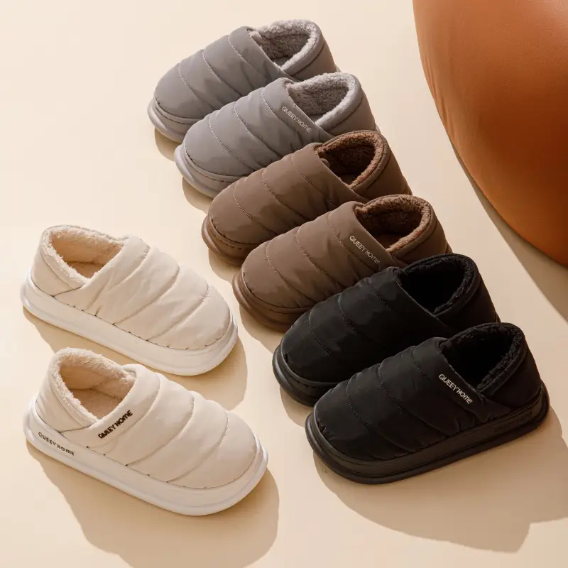 2025 Winter Velvet Slippers for Men Women Grey - Image 8