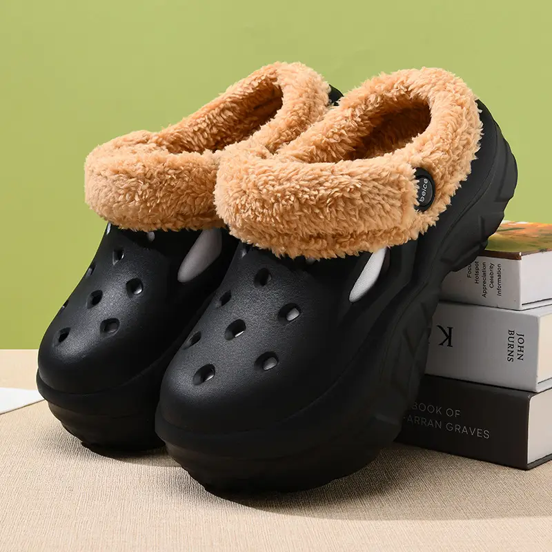 Cave Cotton Slippers Women's Autumn and Winter Thick Sole Height-increasing fleece-lined Thickened Warm Cotton Shoes for Outer Wear Non-slip Wear-resistant Lightweight Baotou Slippers - Image 5
