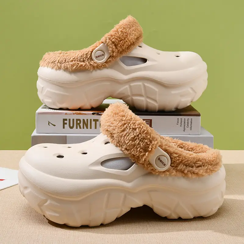 Cave Cotton Slippers Women's Autumn and Winter Thick Sole Height-increasing fleece-lined Thickened Warm Cotton Shoes for Outer Wear Non-slip Wear-resistant Lightweight Baotou Slippers - Image 6