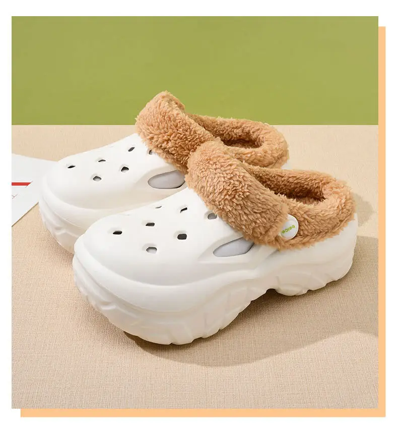 Cave Cotton Slippers Women's Autumn and Winter Thick Sole Height-increasing fleece-lined Thickened Warm Cotton Shoes for Outer Wear Non-slip Wear-resistant Lightweight Baotou Slippers — feature 11