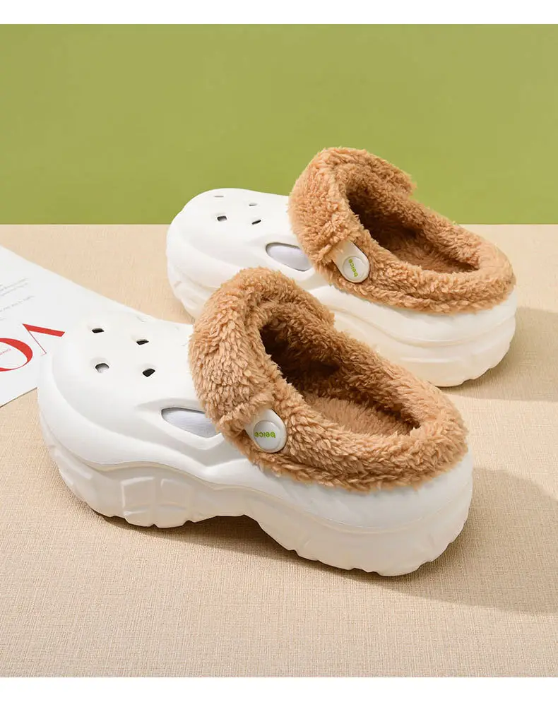 Cave Cotton Slippers Women's Autumn and Winter Thick Sole Height-increasing fleece-lined Thickened Warm Cotton Shoes for Outer Wear Non-slip Wear-resistant Lightweight Baotou Slippers — feature 13