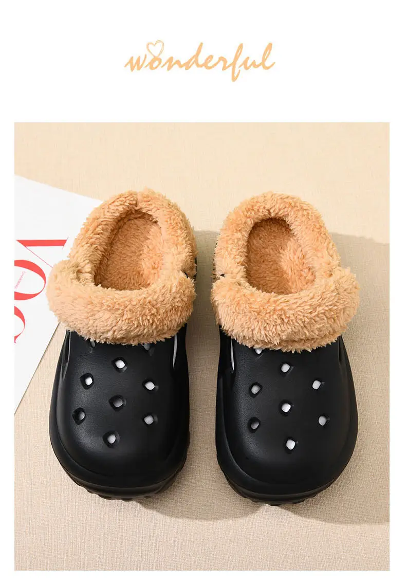 Cave Cotton Slippers Women's Autumn and Winter Thick Sole Height-increasing fleece-lined Thickened Warm Cotton Shoes for Outer Wear Non-slip Wear-resistant Lightweight Baotou Slippers — feature 15