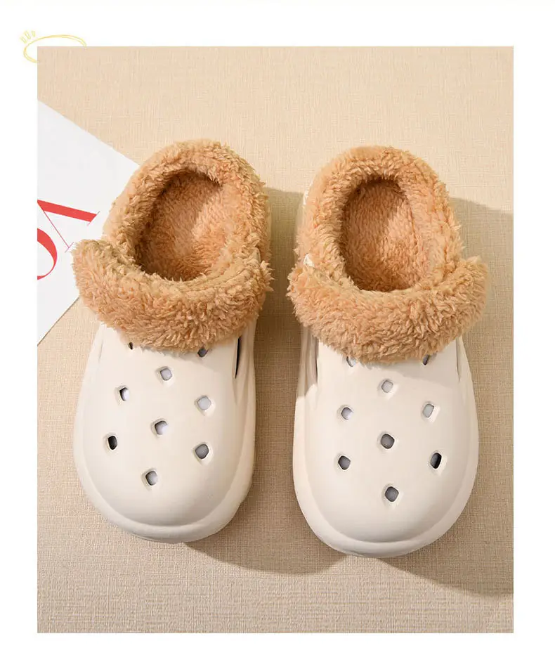 Cave Cotton Slippers Women's Autumn and Winter Thick Sole Height-increasing fleece-lined Thickened Warm Cotton Shoes for Outer Wear Non-slip Wear-resistant Lightweight Baotou Slippers — feature 9