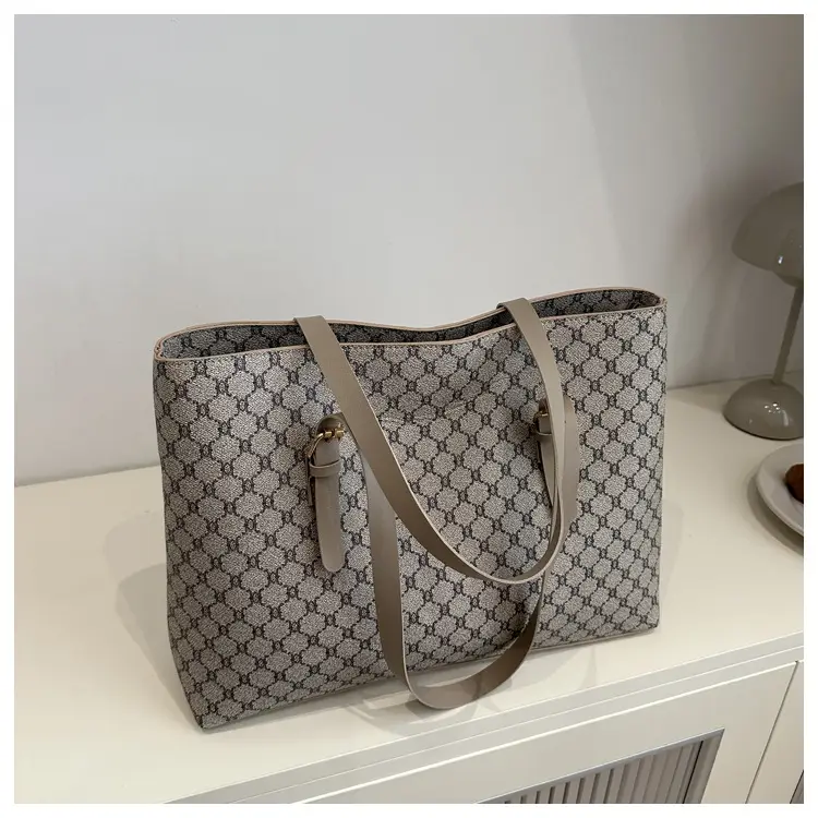 Women's Large Capacity Shoulder Bag with Monogram Pattern — feature 11