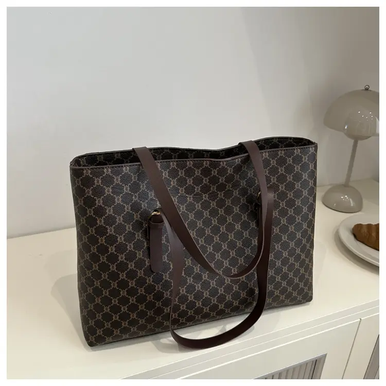 Women's Large Capacity Shoulder Bag with Monogram Pattern — feature 12