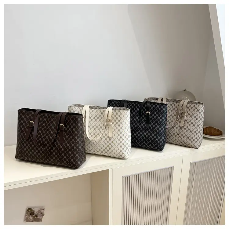 Women's Large Capacity Shoulder Bag with Monogram Pattern — feature 13