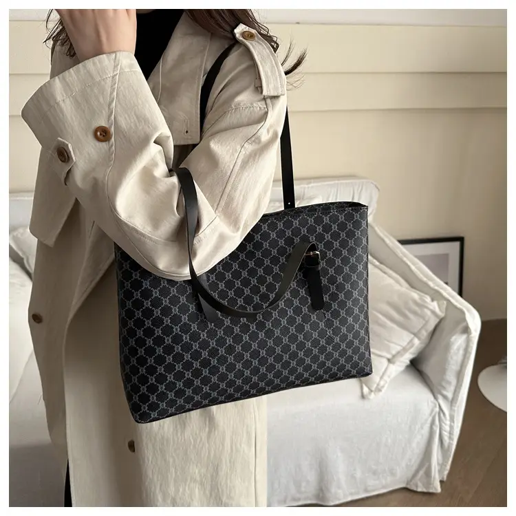 Women's Large Capacity Shoulder Bag with Monogram Pattern — feature 31