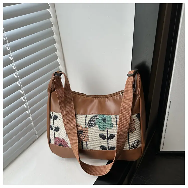 Women's Floral Embroidered Shoulder Bag Brown 2024 — feature 12