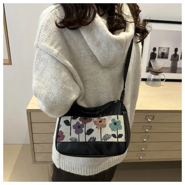 Women's Floral Embroidered Shoulder Bag Brown 2024 — feature 27