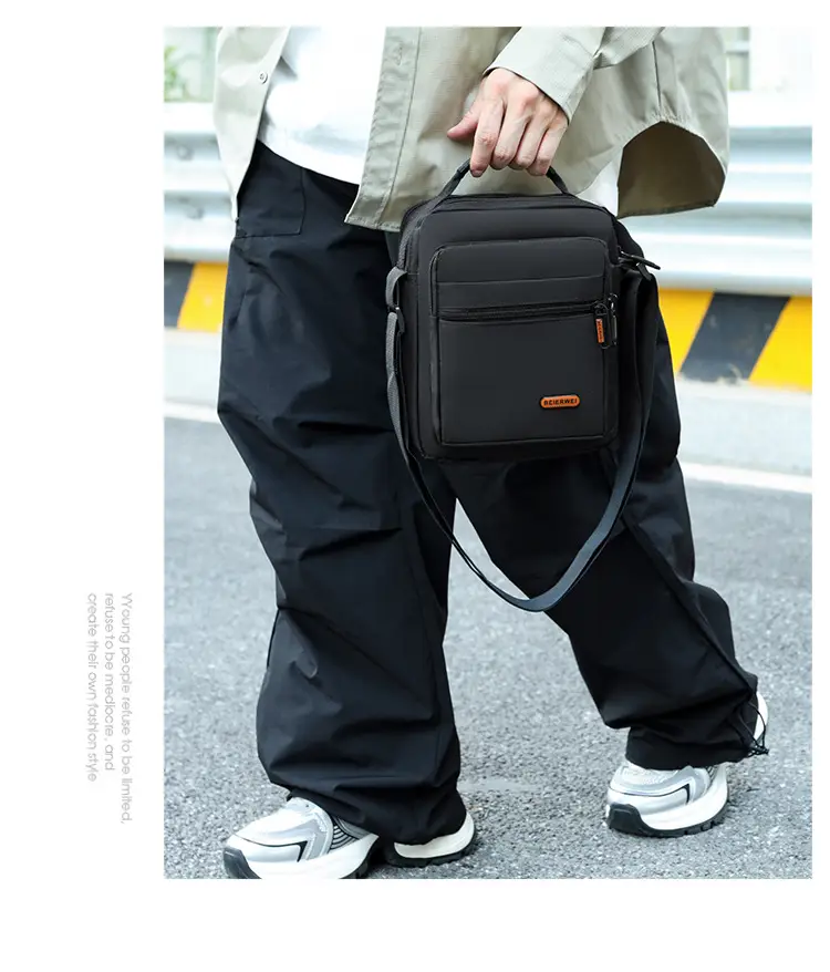 Men's Oxford Cloth Shoulder Bag Navy Blue 2024 — feature 15