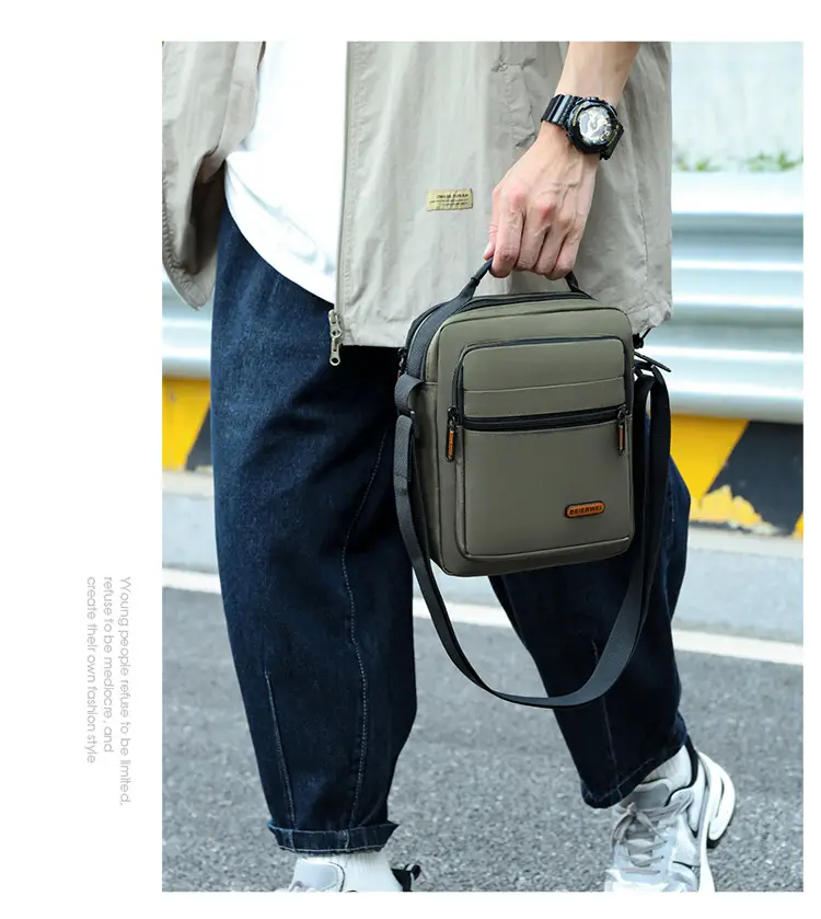 Men's Oxford Cloth Shoulder Bag Navy Blue 2024 — feature 20