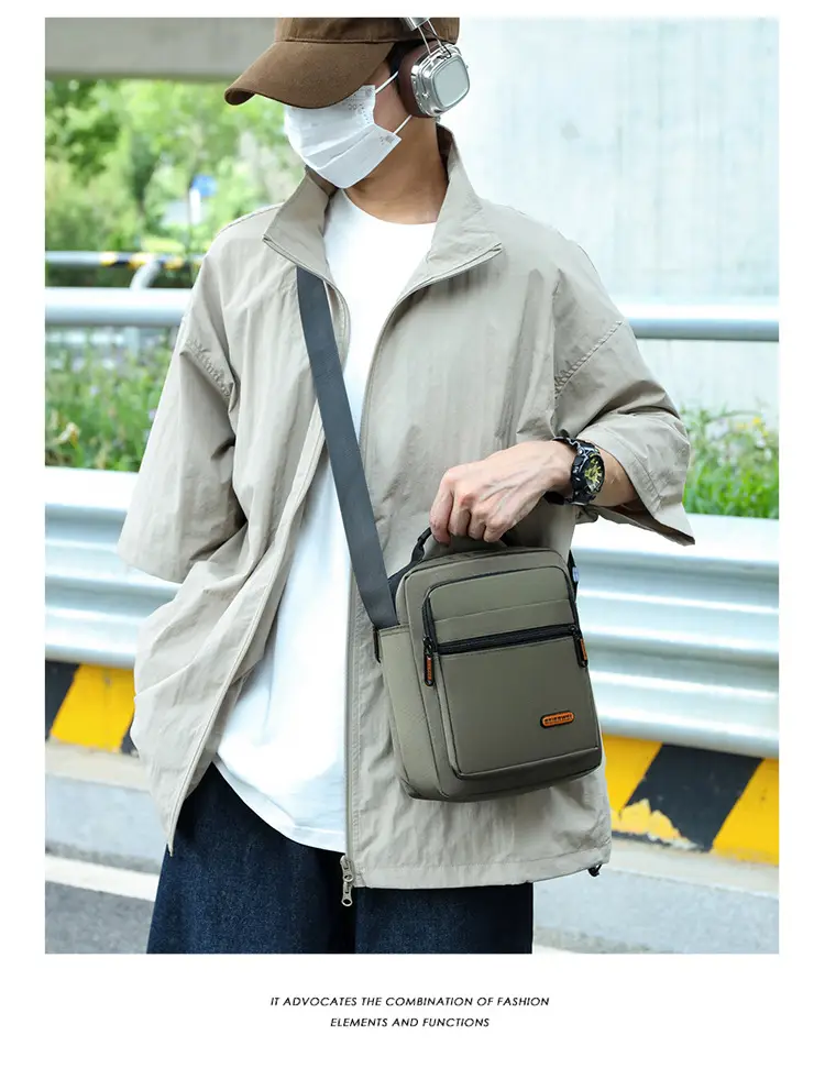 Men's Oxford Cloth Shoulder Bag Navy Blue 2024 — feature 22