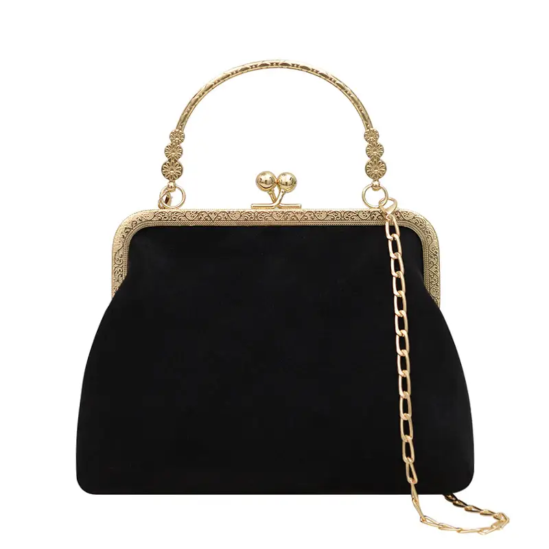 Black Textured Leather Handbag with Gold Chain & Leopard Print