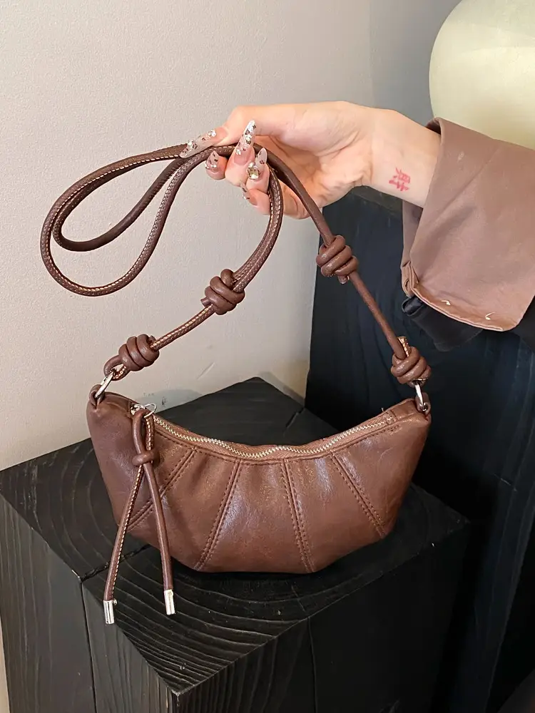 Women's Retro Horn Bag Brown Crossbody Shoulder - Image 5
