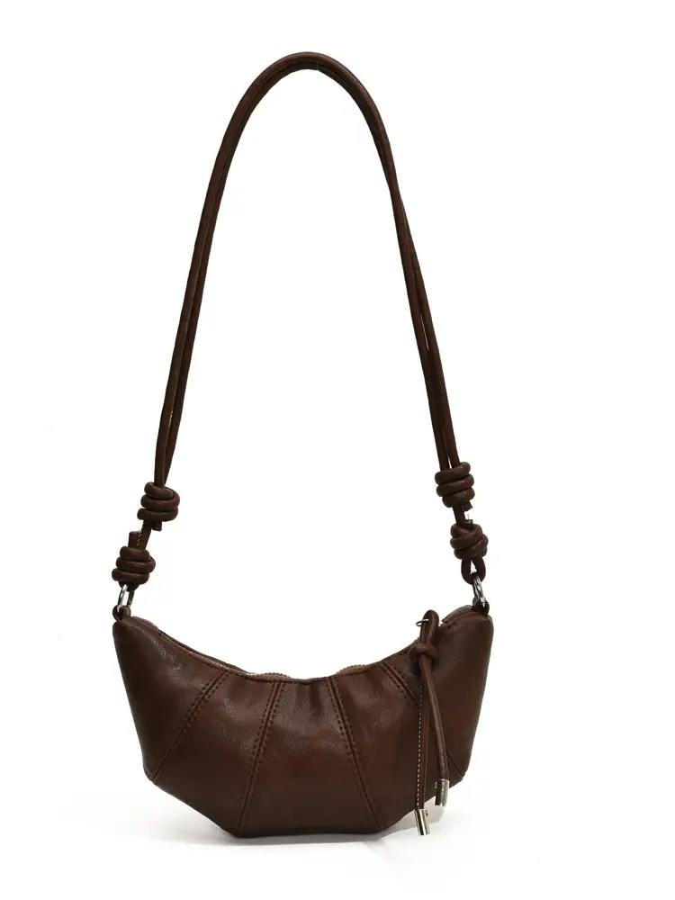 Women's Retro Horn Bag Brown Crossbody Shoulder - Image 9