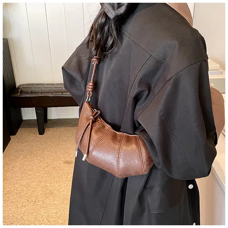 Women's Retro Horn Bag Brown Crossbody Shoulder — feature 12
