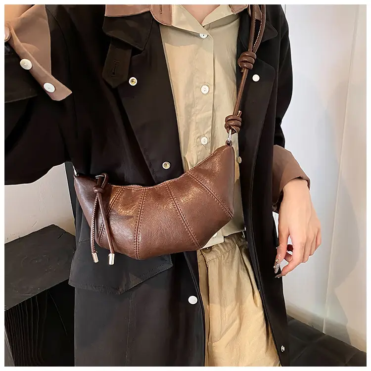 Women's Retro Horn Bag Brown Crossbody Shoulder — feature 14