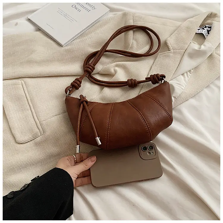 Women's Retro Horn Bag Brown Crossbody Shoulder — feature 3