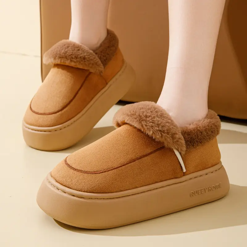 Thick-Soled Cotton Slippers for Women with Heel Winter 2025 New Indoor Home Warm Anti-Slip Plush Outer Cotton Shoes for Women - Image 8